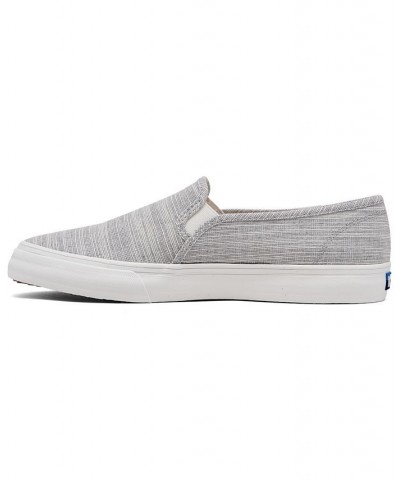 Women's Double Decker Canvas Slip-On Casual Sneakers Gray $35.70 Shoes