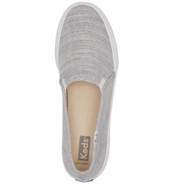 Women's Double Decker Canvas Slip-On Casual Sneakers Gray $35.70 Shoes