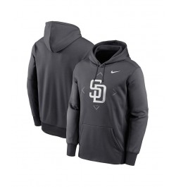 Men's Anthracite San Diego Padres Bracket Icon Performance Pullover Hoodie $49.49 Sweatshirt