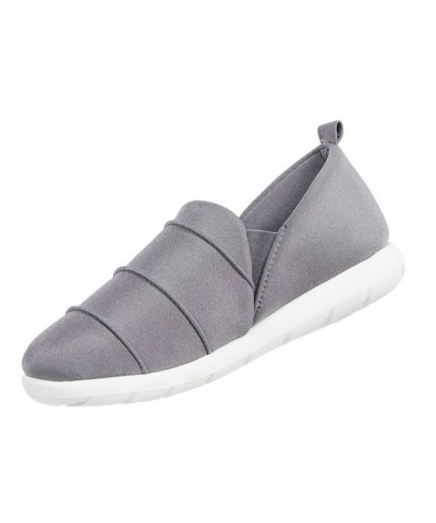 Zenz from Isotoner Women's Indoor/Outdoor Pintuck Lauren Slip-Ons Gray $15.90 Shoes