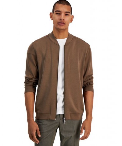 Men's Macallum Classic-Fit Solid Full-Zip Cardigan Brown $55.30 Sweaters