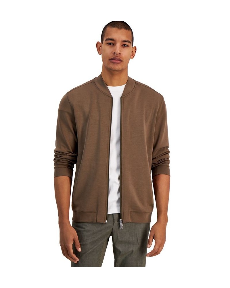 Men's Macallum Classic-Fit Solid Full-Zip Cardigan Brown $55.30 Sweaters