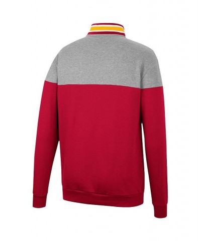 Men's Heathered Gray, Cardinal USC Trojans Be the Ball Quarter-Zip Top $37.79 Sweatshirt