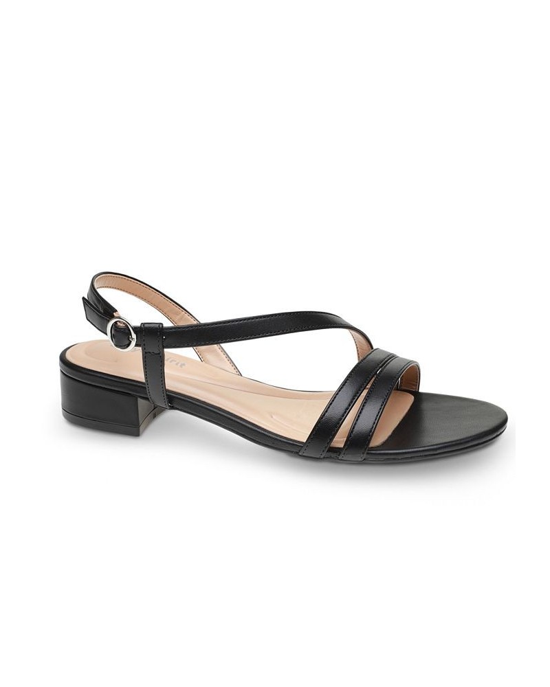 Women's Glenni Kitten Heel Strappy Sandals Black $50.49 Shoes