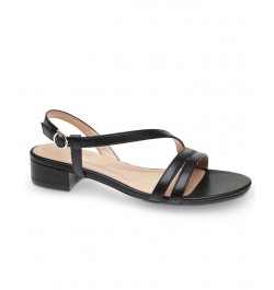 Women's Glenni Kitten Heel Strappy Sandals Black $50.49 Shoes