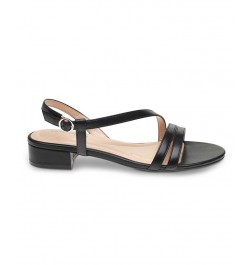 Women's Glenni Kitten Heel Strappy Sandals Black $50.49 Shoes