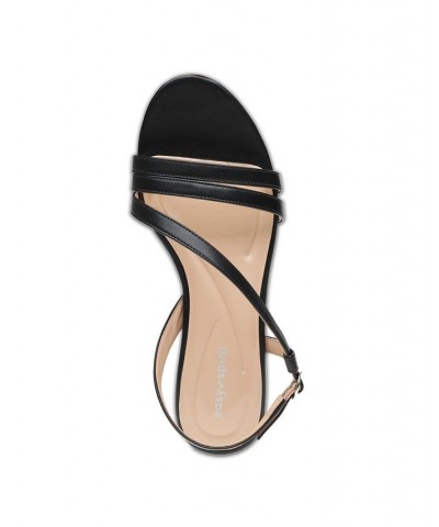 Women's Glenni Kitten Heel Strappy Sandals Black $50.49 Shoes