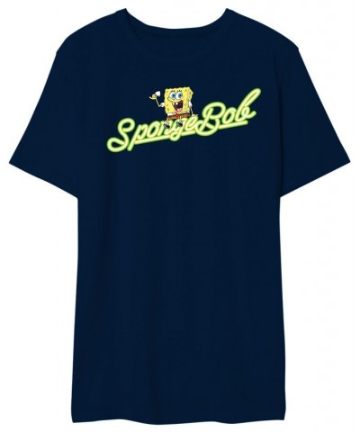 Spongebob Coffee Break Men's Graphic T-Shirt Blue $16.45 T-Shirts