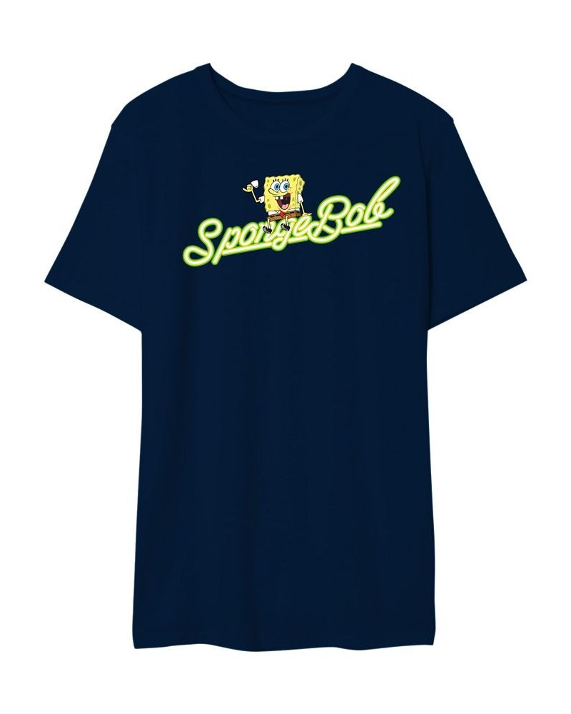 Spongebob Coffee Break Men's Graphic T-Shirt Blue $16.45 T-Shirts