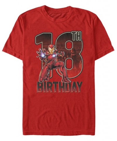 Men's Marvel Iron Man 18th Birthday Action Pose Short Sleeve T-Shirt Red $14.70 T-Shirts