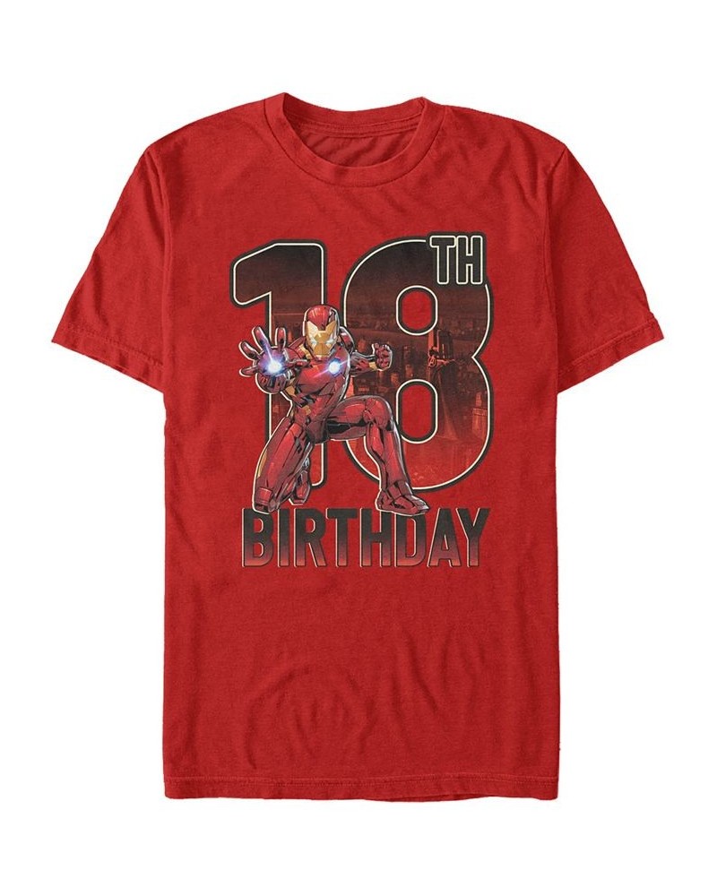 Men's Marvel Iron Man 18th Birthday Action Pose Short Sleeve T-Shirt Red $14.70 T-Shirts