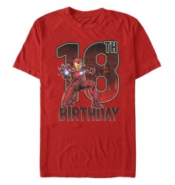 Men's Marvel Iron Man 18th Birthday Action Pose Short Sleeve T-Shirt Red $14.70 T-Shirts