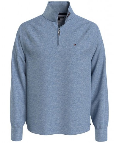 Men's Thompson Quarter Zip Mock Neck Sweatshirt Blue Heather $23.08 Sweatshirt