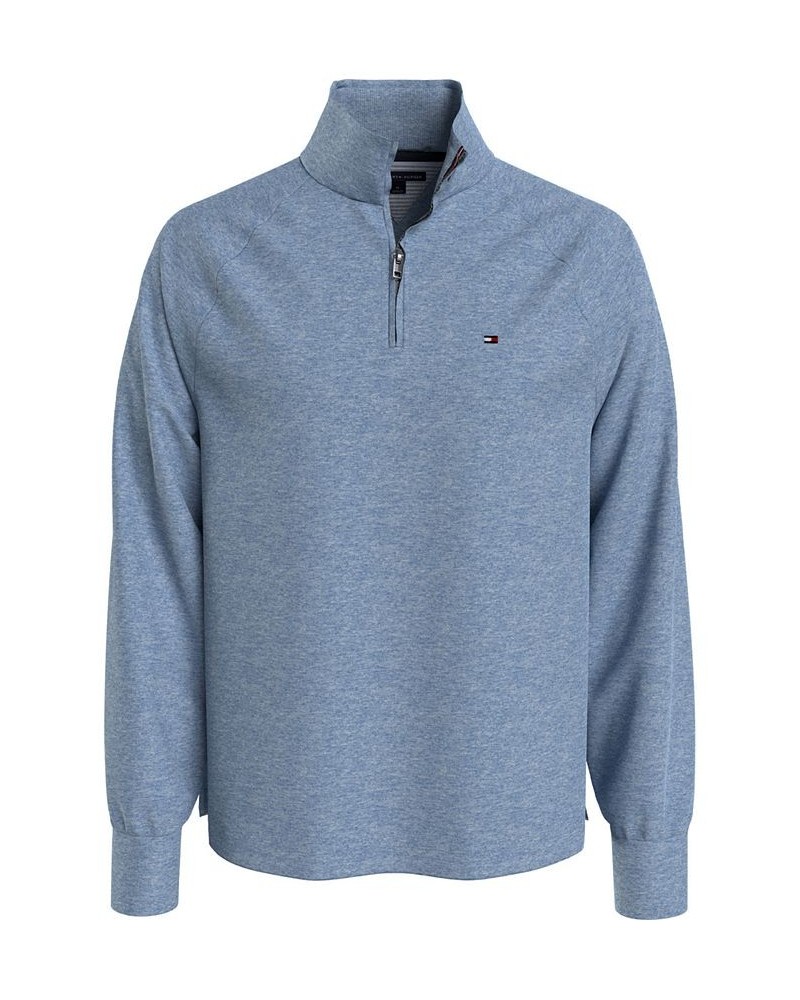 Men's Thompson Quarter Zip Mock Neck Sweatshirt Blue Heather $23.08 Sweatshirt