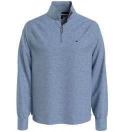 Men's Thompson Quarter Zip Mock Neck Sweatshirt Blue Heather $23.08 Sweatshirt