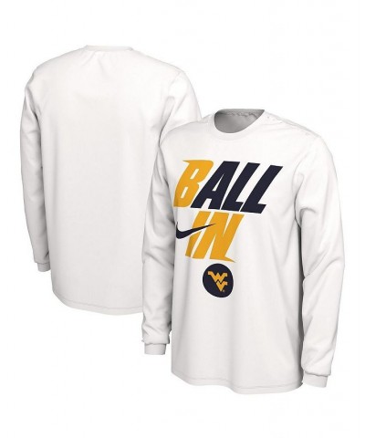 Men's White West Virginia Mountaineers Ball In Bench Long Sleeve T-shirt $17.20 T-Shirts