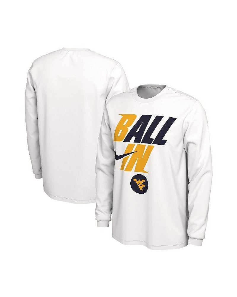 Men's White West Virginia Mountaineers Ball In Bench Long Sleeve T-shirt $17.20 T-Shirts