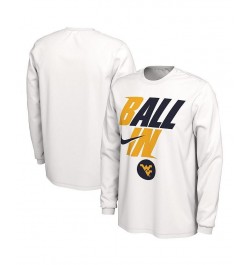 Men's White West Virginia Mountaineers Ball In Bench Long Sleeve T-shirt $17.20 T-Shirts