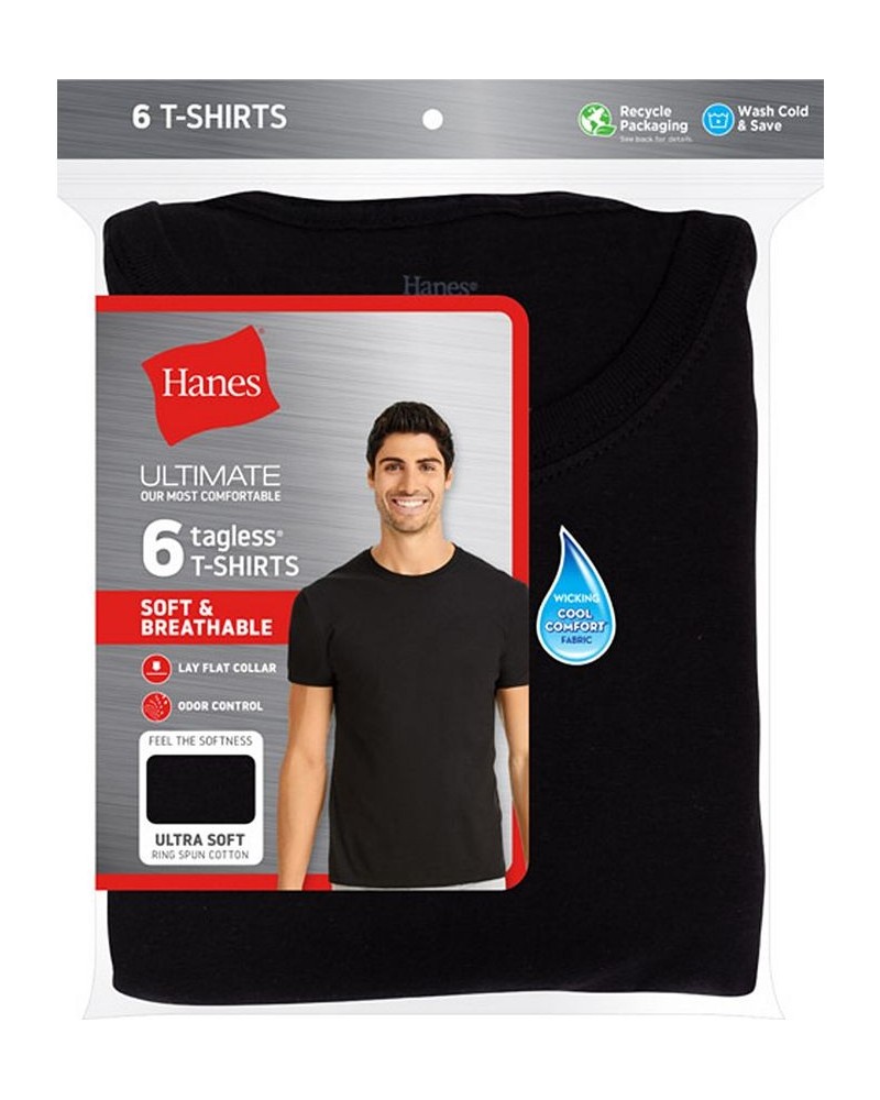 Men's Ultimate 6pk. Crewneck T-Shirts Black $18.29 Undershirt