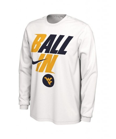 Men's White West Virginia Mountaineers Ball In Bench Long Sleeve T-shirt $17.20 T-Shirts