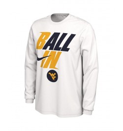 Men's White West Virginia Mountaineers Ball In Bench Long Sleeve T-shirt $17.20 T-Shirts