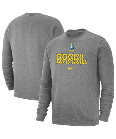 Men's Heather Gray Brazil National Team Lockup Club Pullover Sweatshirt $36.75 Sweatshirt