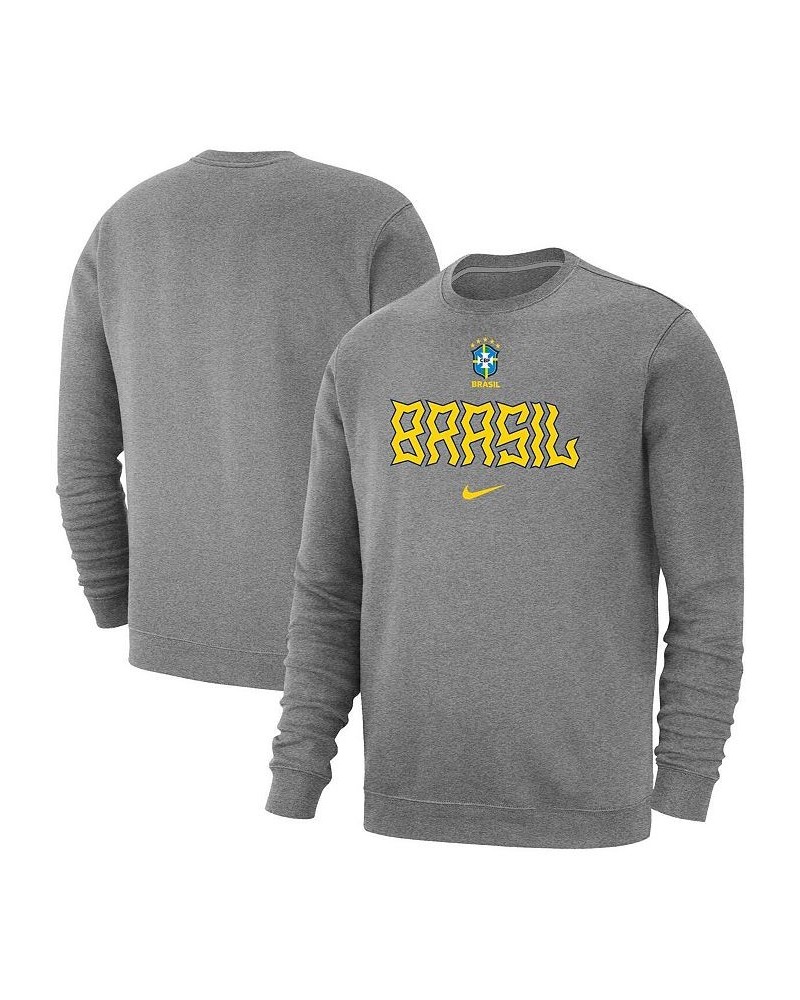 Men's Heather Gray Brazil National Team Lockup Club Pullover Sweatshirt $36.75 Sweatshirt