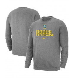 Men's Heather Gray Brazil National Team Lockup Club Pullover Sweatshirt $36.75 Sweatshirt