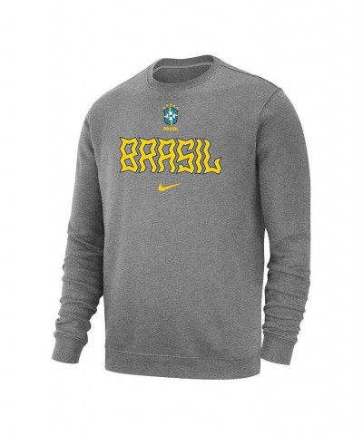 Men's Heather Gray Brazil National Team Lockup Club Pullover Sweatshirt $36.75 Sweatshirt