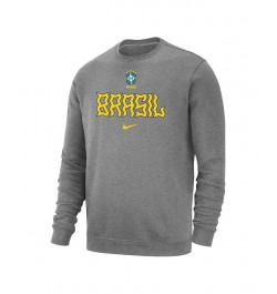 Men's Heather Gray Brazil National Team Lockup Club Pullover Sweatshirt $36.75 Sweatshirt