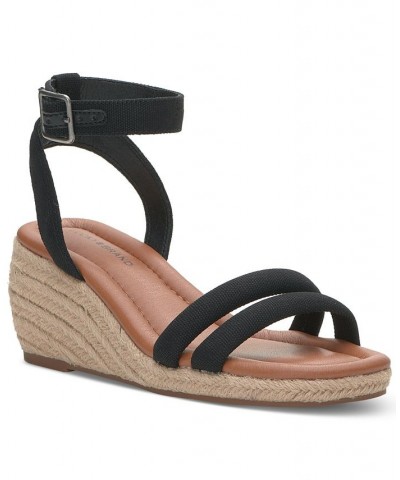 Women's Nasli Espadrille Platform Wedge Sandals Black $41.83 Shoes