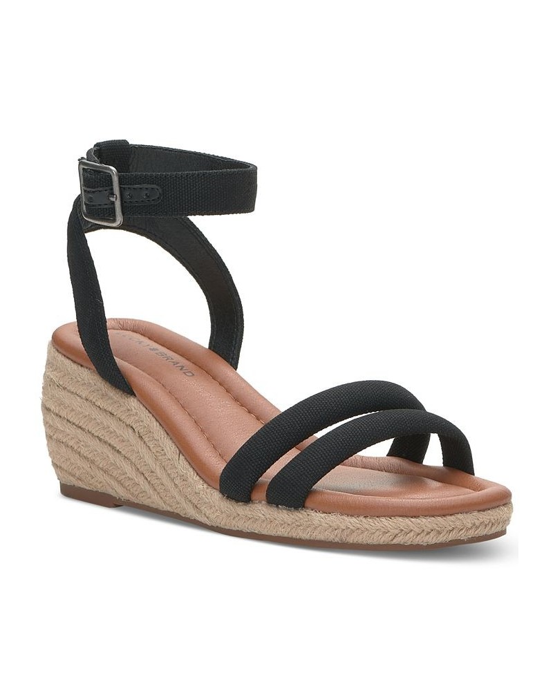 Women's Nasli Espadrille Platform Wedge Sandals Black $41.83 Shoes