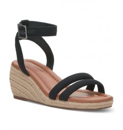 Women's Nasli Espadrille Platform Wedge Sandals Black $41.83 Shoes