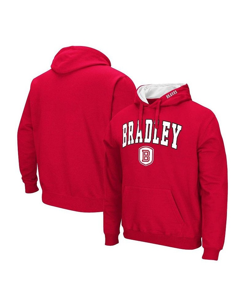 Men's Red Bradley Braves Arch & Logo Pullover Hoodie $31.79 Sweatshirt