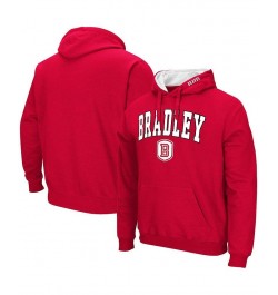 Men's Red Bradley Braves Arch & Logo Pullover Hoodie $31.79 Sweatshirt