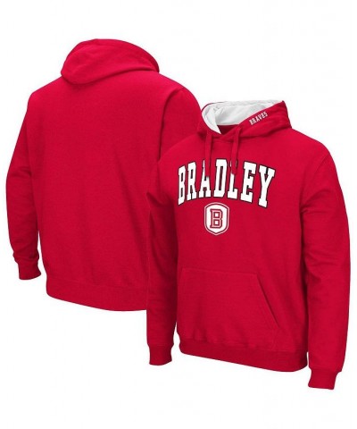 Men's Red Bradley Braves Arch & Logo Pullover Hoodie $31.79 Sweatshirt