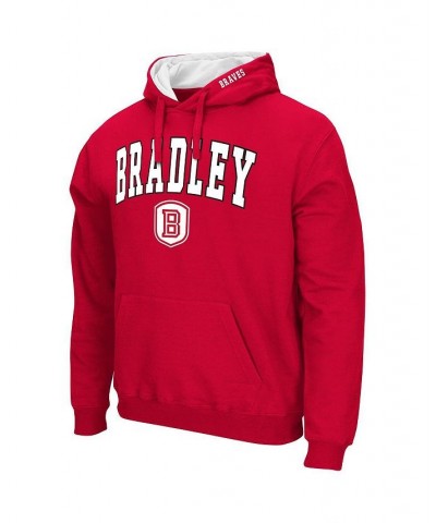 Men's Red Bradley Braves Arch & Logo Pullover Hoodie $31.79 Sweatshirt