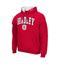 Men's Red Bradley Braves Arch & Logo Pullover Hoodie $31.79 Sweatshirt