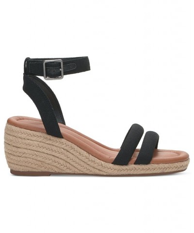 Women's Nasli Espadrille Platform Wedge Sandals Black $41.83 Shoes