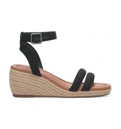 Women's Nasli Espadrille Platform Wedge Sandals Black $41.83 Shoes