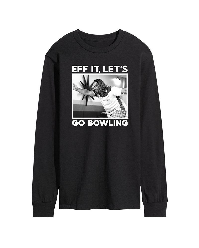 Men's The Big Lebowski Go Bowling Long Sleeve T-shirt Black $18.90 T-Shirts