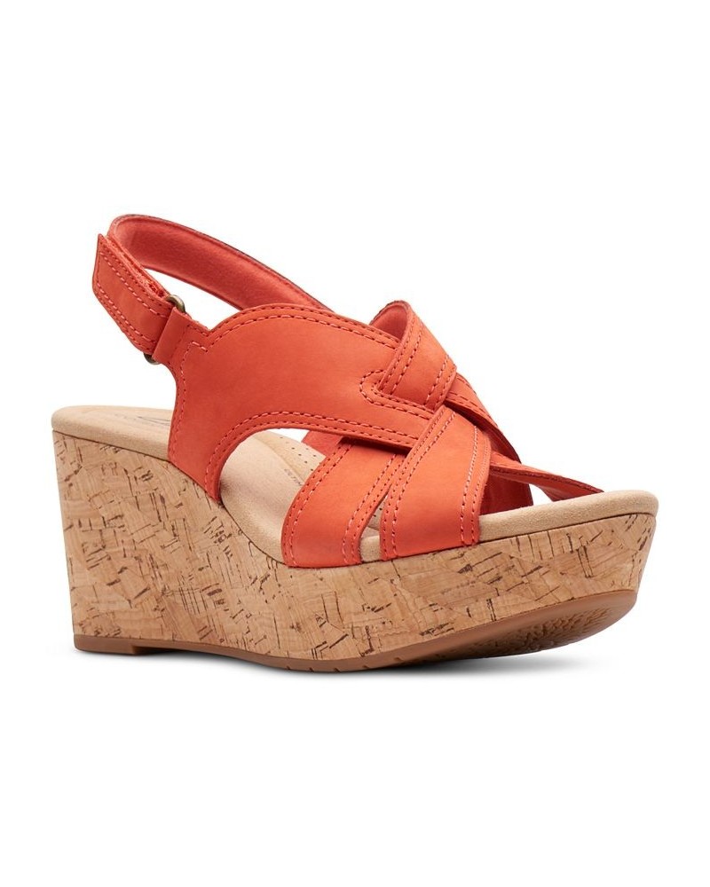 Women's Rose Erin Woven-Strap Wedge Sandals Red $42.51 Shoes