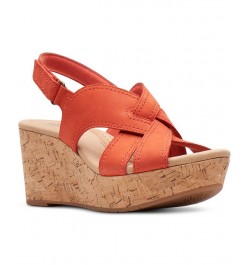 Women's Rose Erin Woven-Strap Wedge Sandals Red $42.51 Shoes