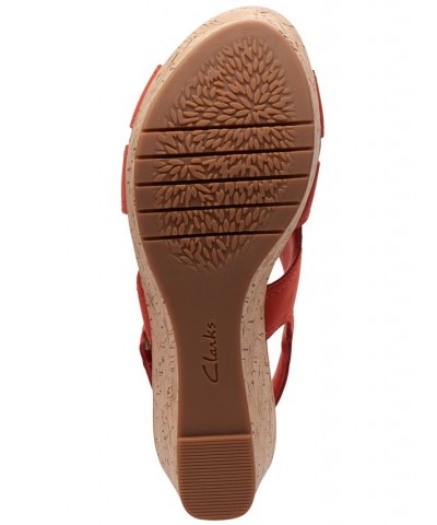 Women's Rose Erin Woven-Strap Wedge Sandals Red $42.51 Shoes