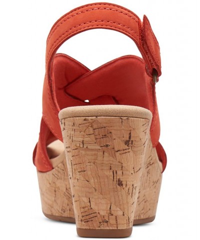 Women's Rose Erin Woven-Strap Wedge Sandals Red $42.51 Shoes