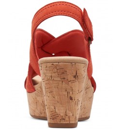 Women's Rose Erin Woven-Strap Wedge Sandals Red $42.51 Shoes