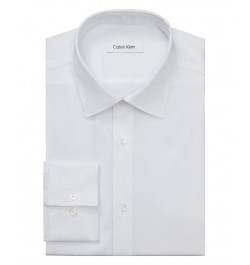 Men's Refined Slim Fit Stretch Dress Shirt White $26.55 Dress Shirts