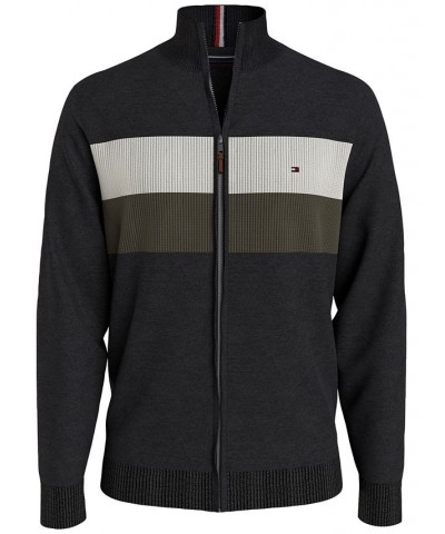 Men's Colorblocked Stripe Full-Zip Sweater Black $20.58 Sweaters