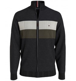 Men's Colorblocked Stripe Full-Zip Sweater Black $20.58 Sweaters