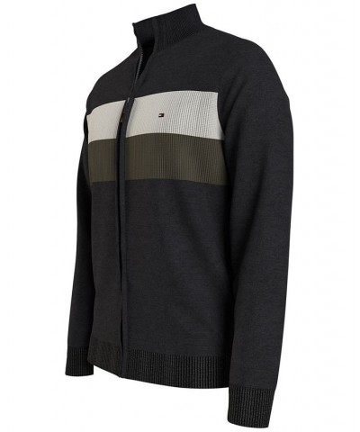 Men's Colorblocked Stripe Full-Zip Sweater Black $20.58 Sweaters